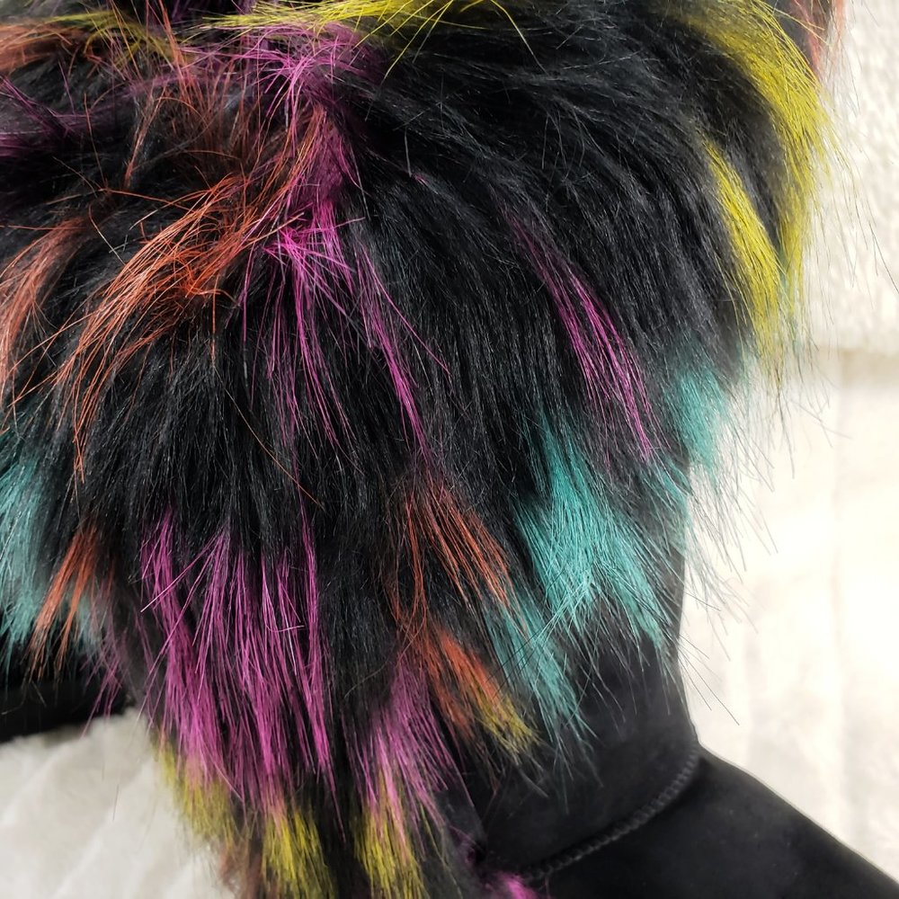 Chi Chi Black Multi Faux Fur Thick Lined Winter Boots - Picture 10 of 13